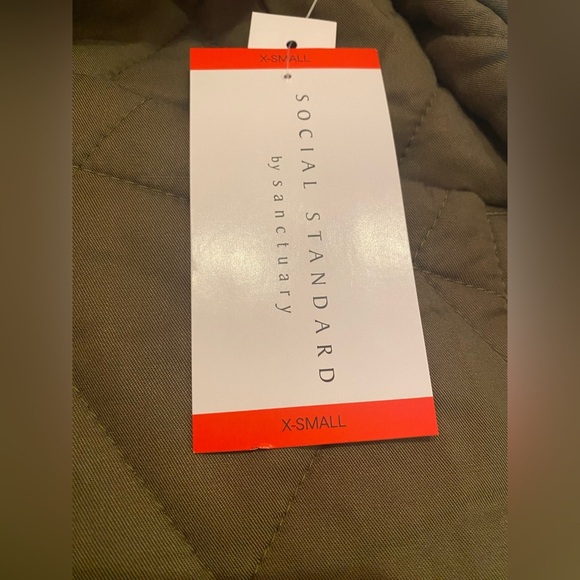 NWT Social Standard by Sanctuary Quilted Twill Jacket Green Size X-Small - Picture 11 of 15